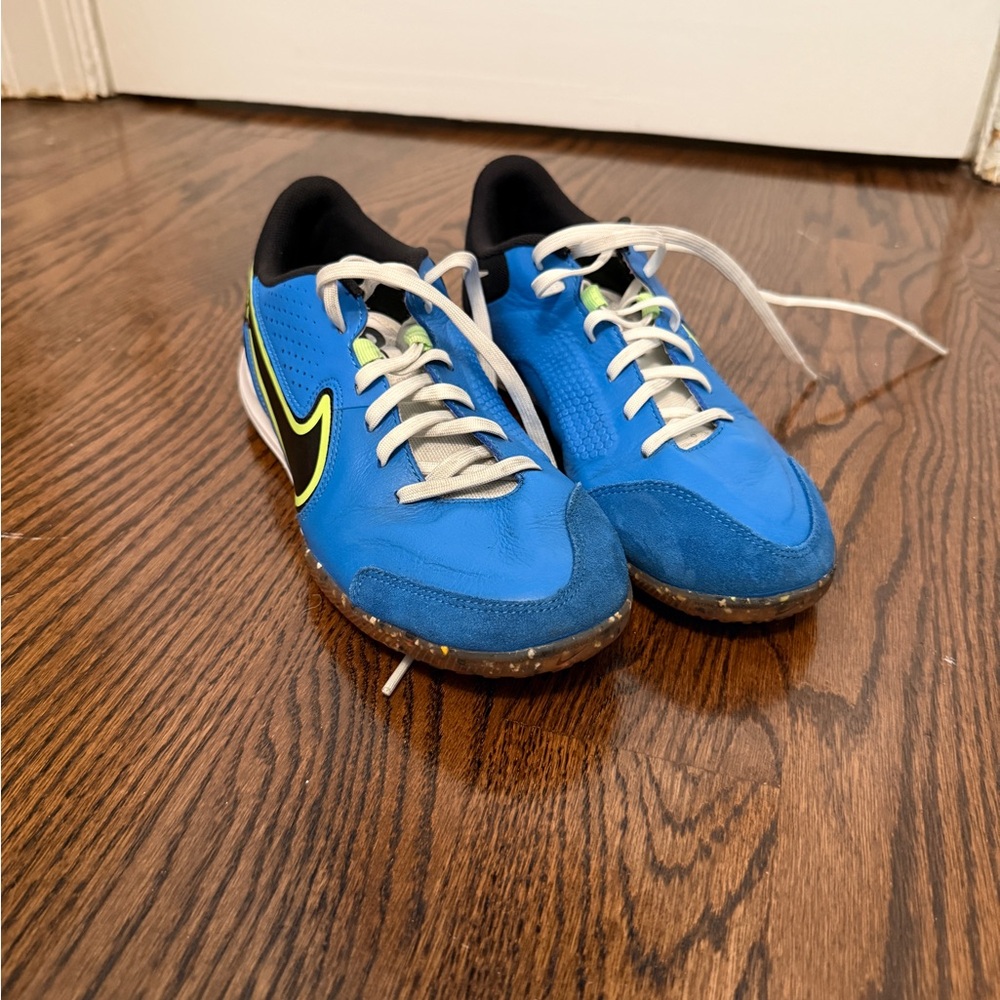 Men’s Nike Tiempo Legend 9  Blue Athletic Shoes with Black and Yellow Accents